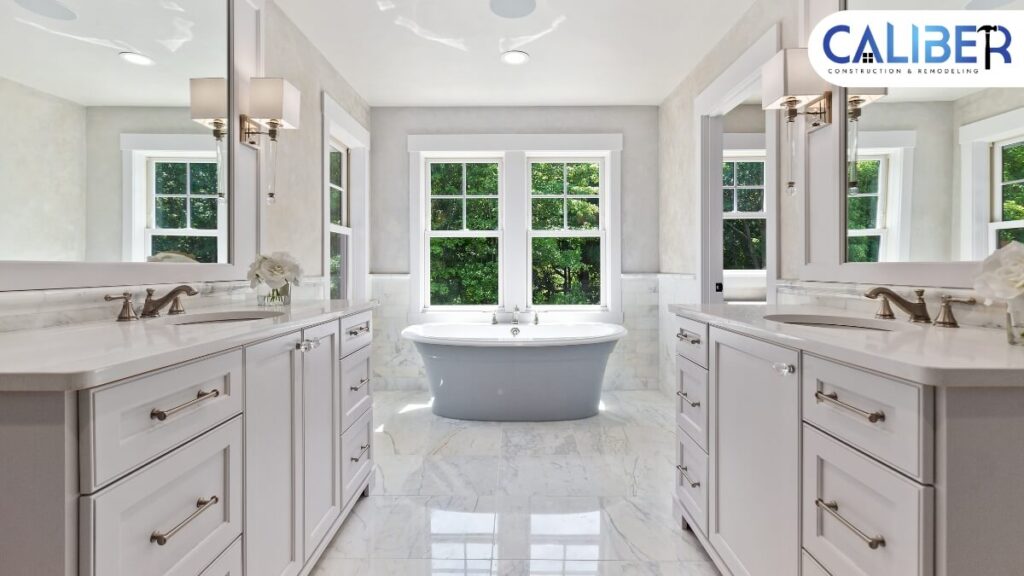 Beautiful master bathroom with luxurious amenities